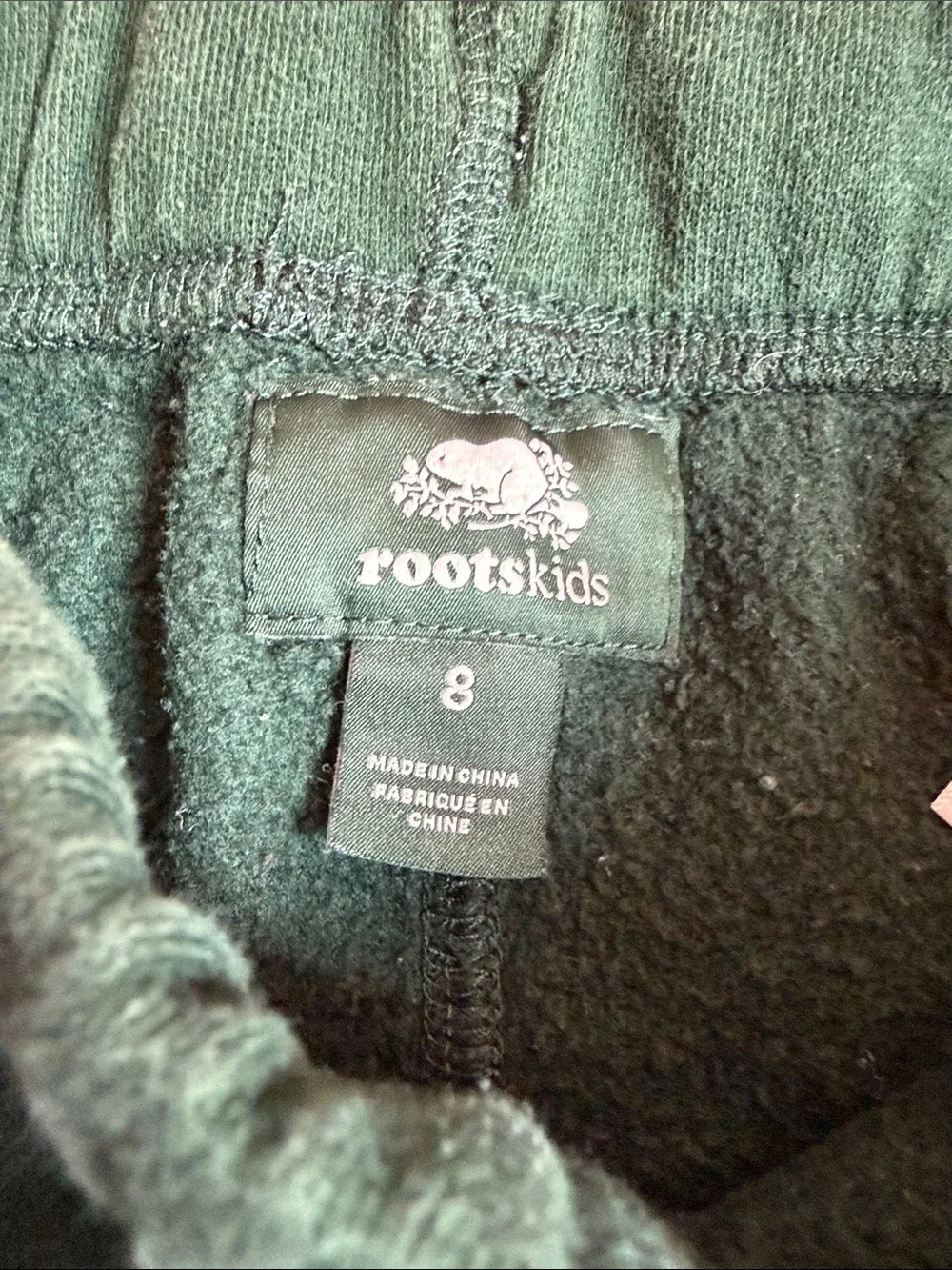 Kids Roots Dark Green Sweatpants with Drawstring